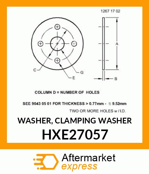 WASHER, CLAMPING WASHER HXE27057