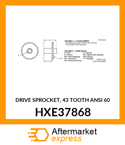 DRIVE SPROCKET, 43 TOOTH HXE37868