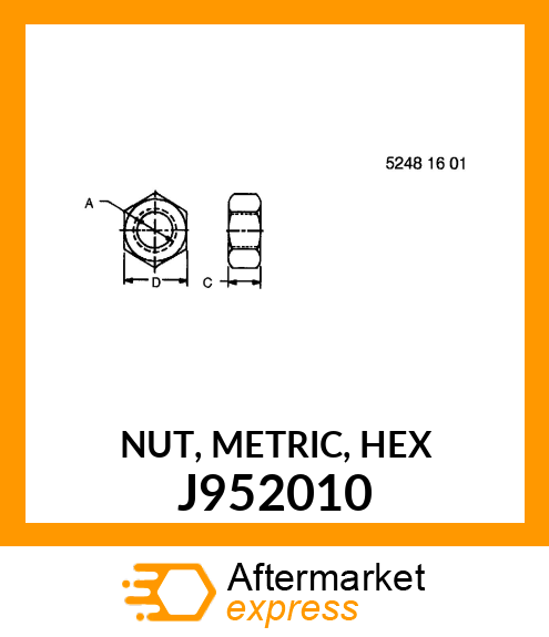 NUT, METRIC, HEX J952010