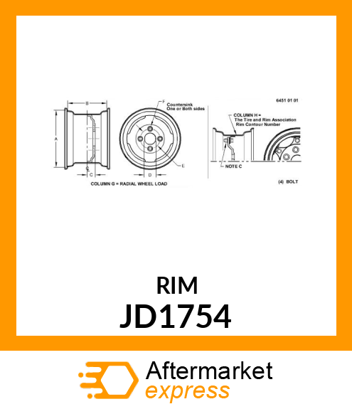 4" DISK WHL RIM JD1754