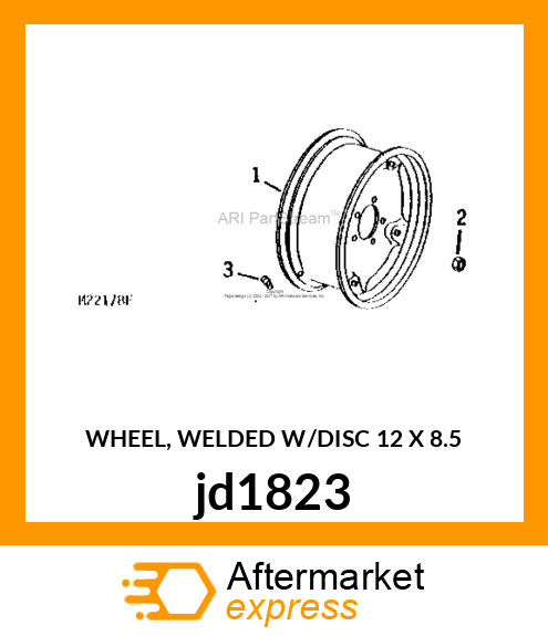 WHEEL, WELDED W/DISC 12 X 8.5 jd1823