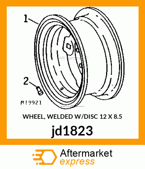 WHEEL, WELDED W/DISC 12 X 8.5 jd1823