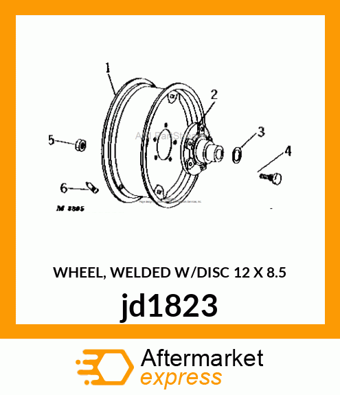 WHEEL, WELDED W/DISC 12 X 8.5 jd1823