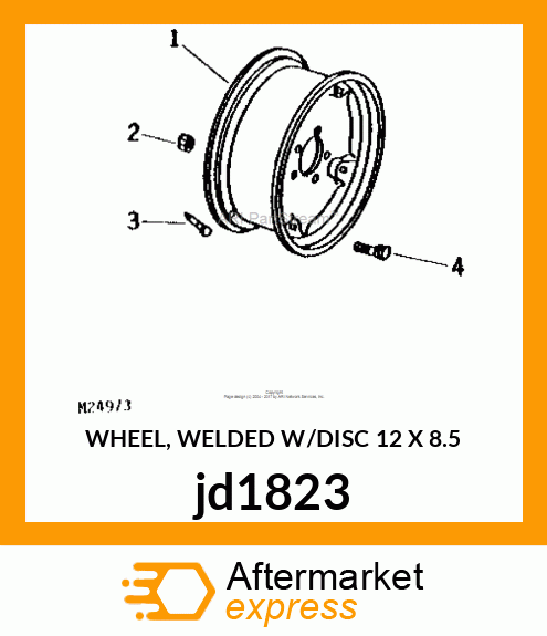 WHEEL, WELDED W/DISC 12 X 8.5 jd1823