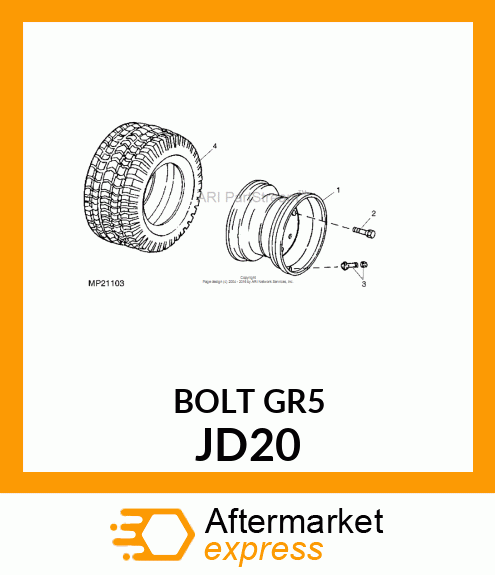 BOLT, WHEEL JD20