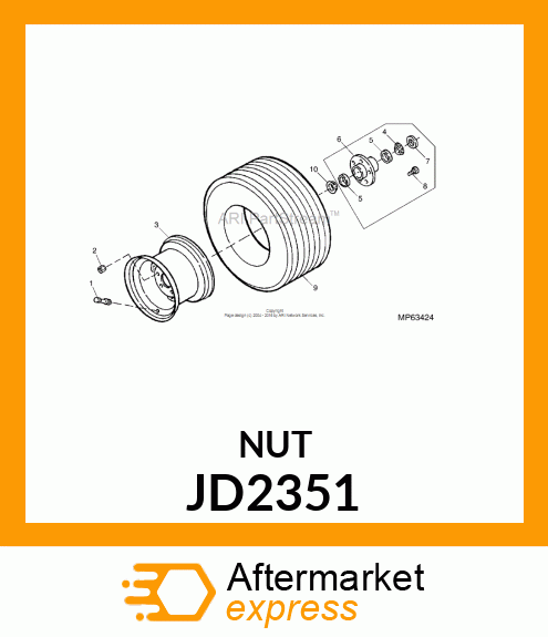 NUT, WHEEL 7/16 UNF2B JD2351