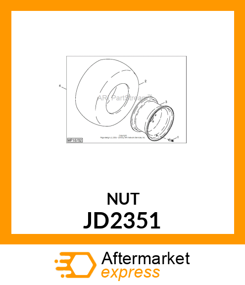 NUT, WHEEL 7/16 UNF2B JD2351