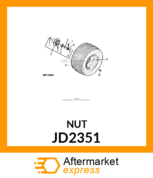 NUT, WHEEL 7/16 UNF2B JD2351