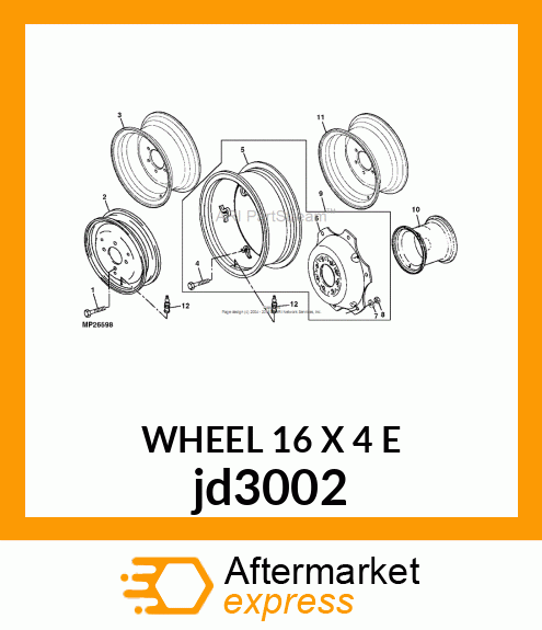 WHEEL 16 X 4 E jd3002