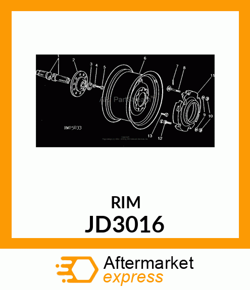 Rim - WHEEL ,STEEL DRIVE DC (Part is Obsolete) JD3016