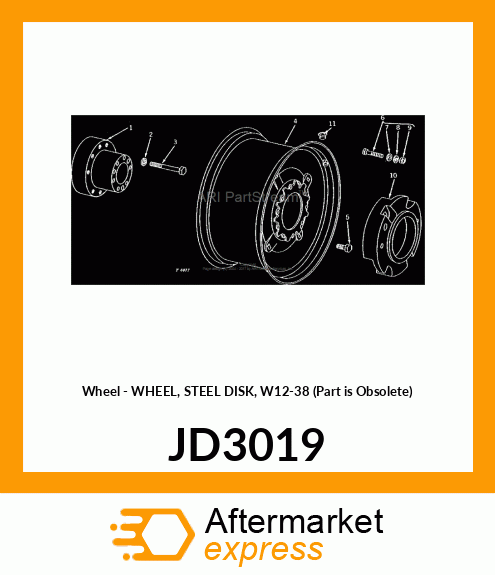 Wheel - WHEEL, STEEL DISK, W12-38 (Part is Obsolete) JD3019