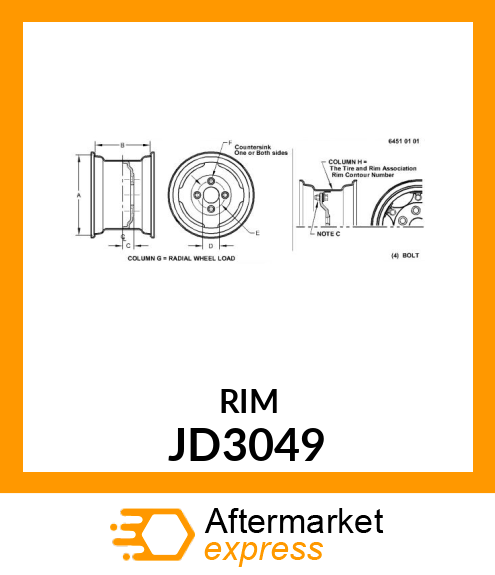 WHEEL 12X5 JA JD3049