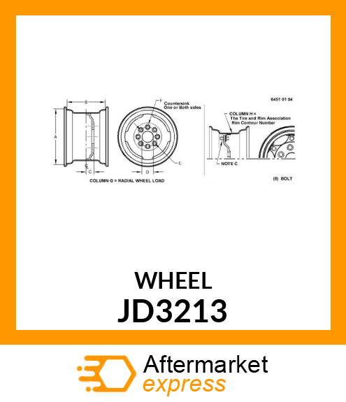 WHEEL, FRONT, STEEL DISK WH7 B JD3213