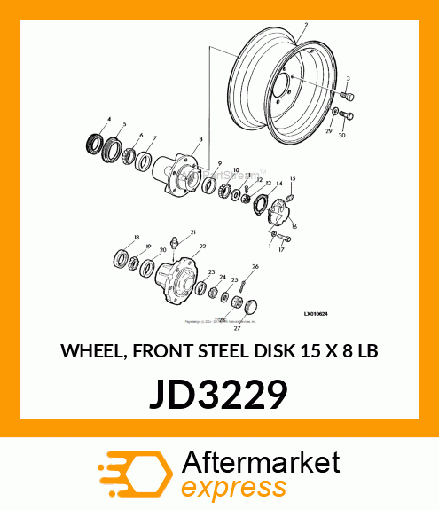 WHEEL, FRONT STEEL DISK 15 X 8 LB JD3229