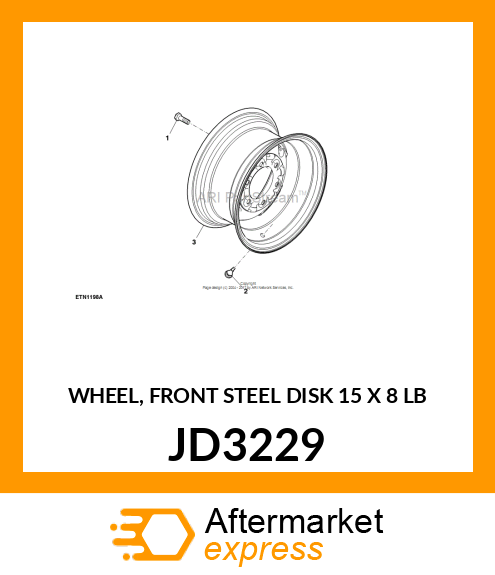 WHEEL, FRONT STEEL DISK 15 X 8 LB JD3229