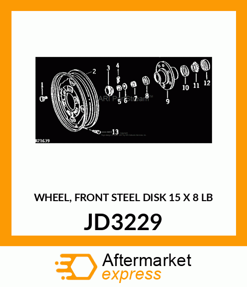 WHEEL, FRONT STEEL DISK 15 X 8 LB JD3229