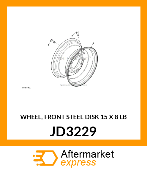 WHEEL, FRONT STEEL DISK 15 X 8 LB JD3229