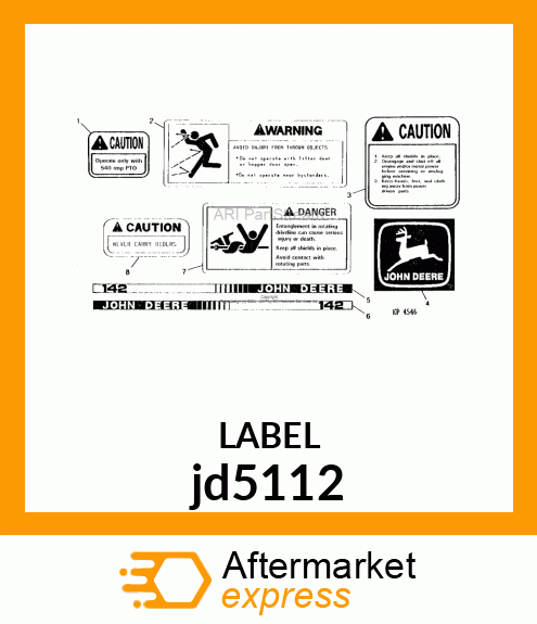 LABEL, 540 RPM PTO JD5112