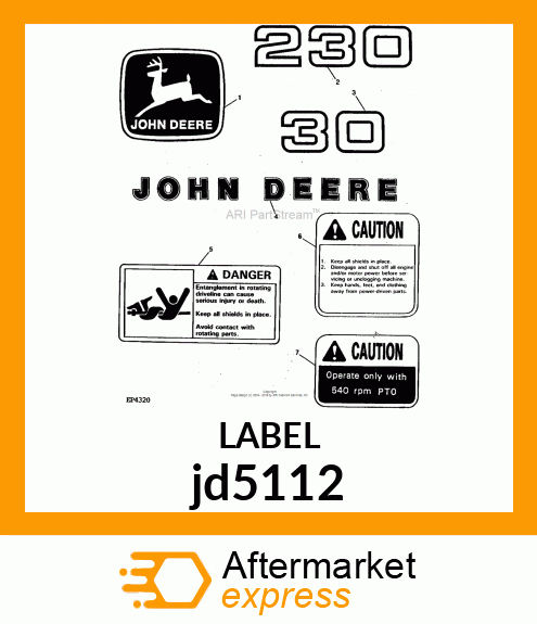 LABEL, 540 RPM PTO JD5112