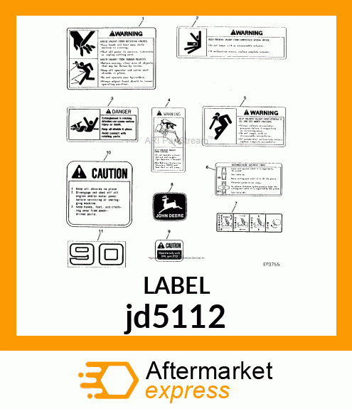 LABEL, 540 RPM PTO JD5112