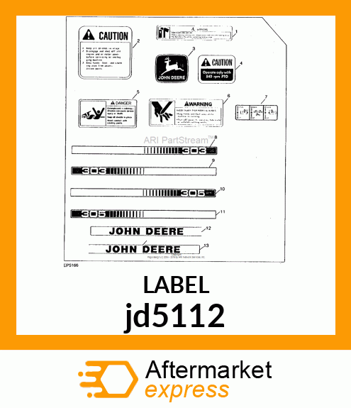 LABEL, 540 RPM PTO JD5112