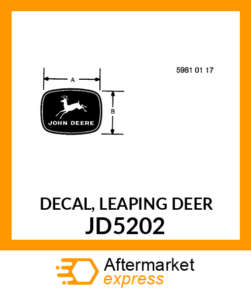 DECAL, LEAPING DEER JD5202