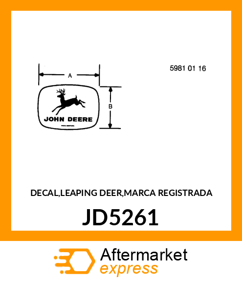 DECAL,LEAPING DEER,MARCA REGISTRADA JD5261