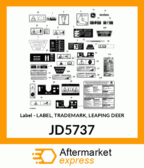 Label - LABEL, TRADEMARK, LEAPING DEER JD5737