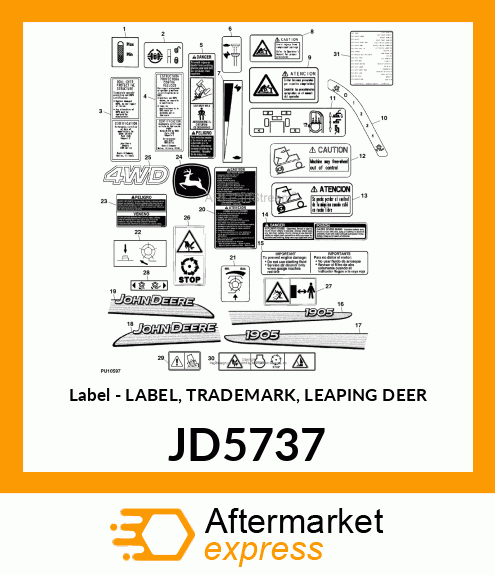 Label - LABEL, TRADEMARK, LEAPING DEER JD5737