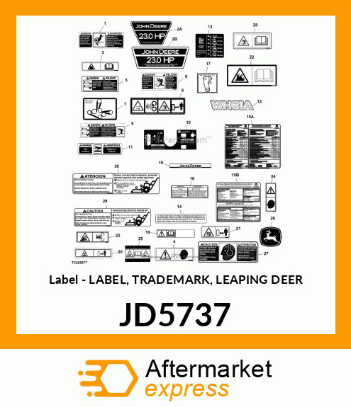 Label - LABEL, TRADEMARK, LEAPING DEER JD5737