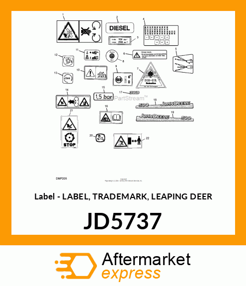 Label - LABEL, TRADEMARK, LEAPING DEER JD5737