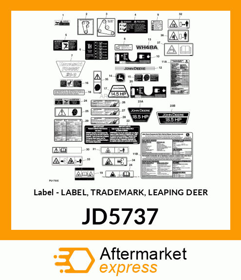 Label - LABEL, TRADEMARK, LEAPING DEER JD5737