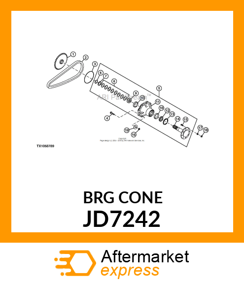 CONE,TAPER ROLLER BEARING JD7242