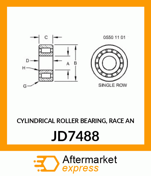 CYLINDRICAL ROLLER BEARING, RACE AN JD7488