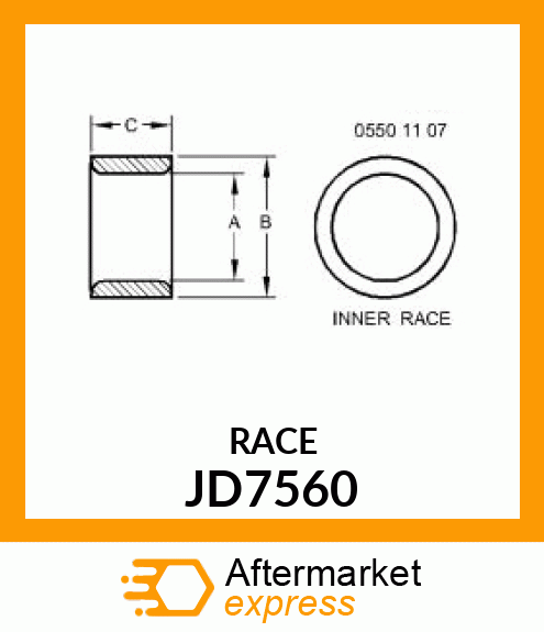 RACE, STRAIGHT ROLLER BEARING INNER JD7560