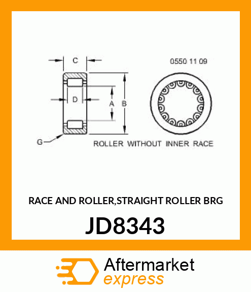 RACE AND ROLLER,STRAIGHT ROLLER BRG JD8343