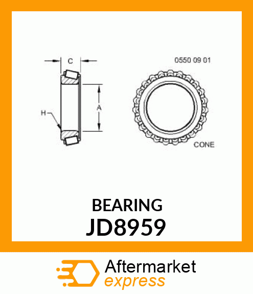 CONE, TAPER ROLLER BEARING JD8959