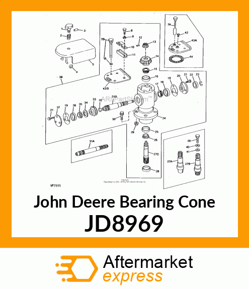 CONE,TAPER ROLLER BEARING JD8969