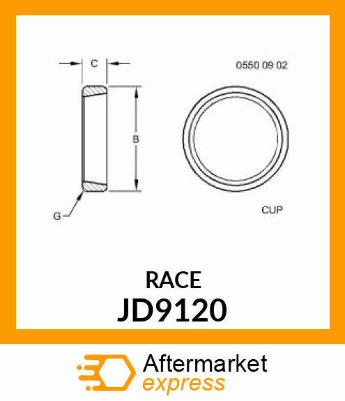 CUP, TAPER ROLLER BRG. JD9120