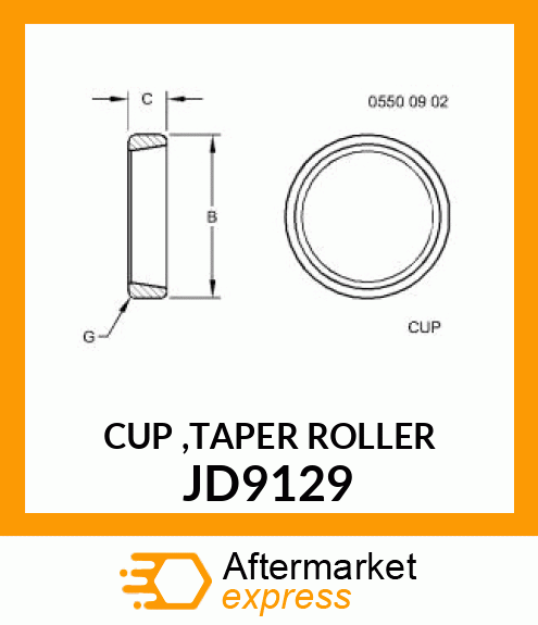 CUP ,TAPER ROLLER JD9129