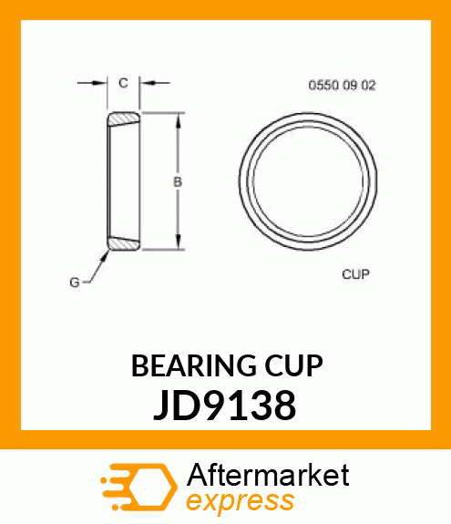 CUP,BEARING TAPERED ROLLER JD9138