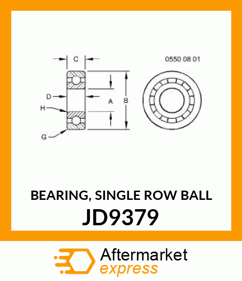 BEARING, SINGLE ROW BALL JD9379