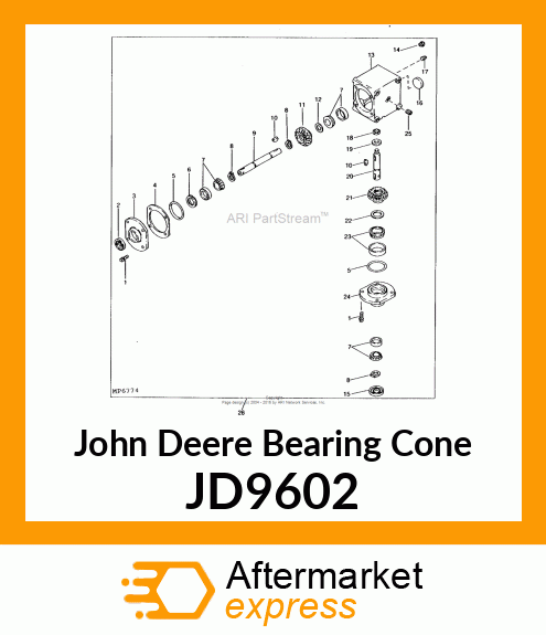 BEARING CONE, (TAPER ROLLER) JD9602