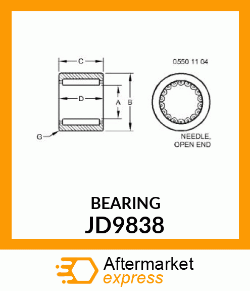 NEEDLE BEARING JD9838