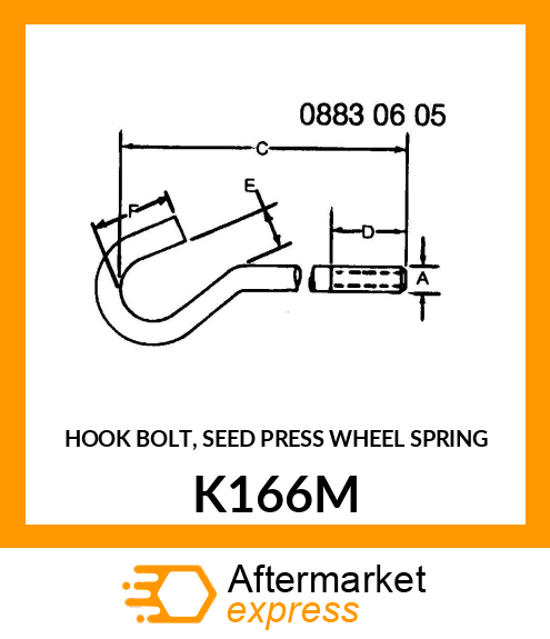 HOOK BOLT, SEED PRESS WHEEL SPRING K166M