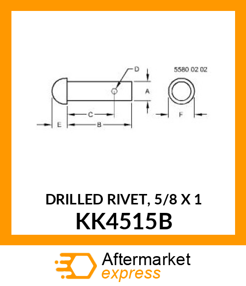 DRILLED RIVET, 5/8 X 1 KK4515B