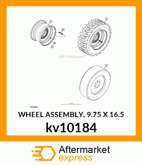 WHEEL ASSEMBLY, 9.75 X 16.5 kv10184