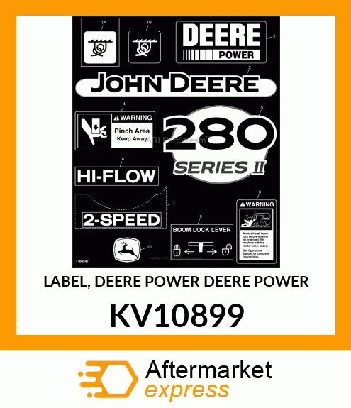 LABEL, DEERE POWER DEERE POWER KV10899