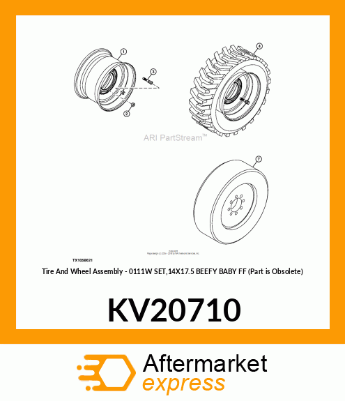 Tire And Wheel Assembly - 0111W SET,14X17.5 BEEFY BABY FF (Part is Obsolete) KV20710