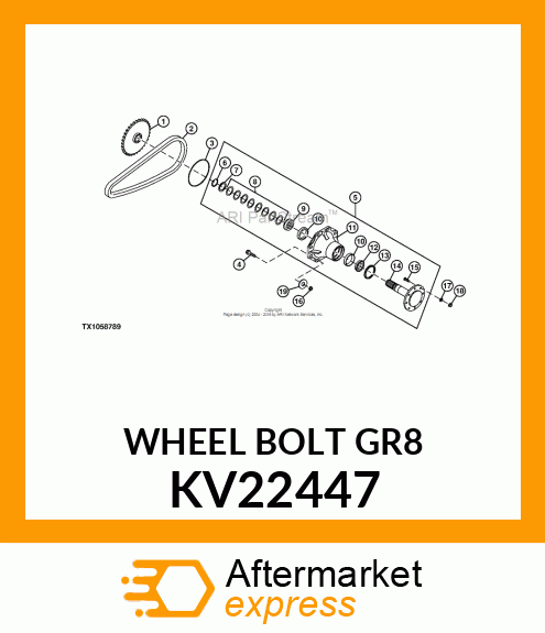 STUD, AXLE WHEEL, 5/8 KV22447